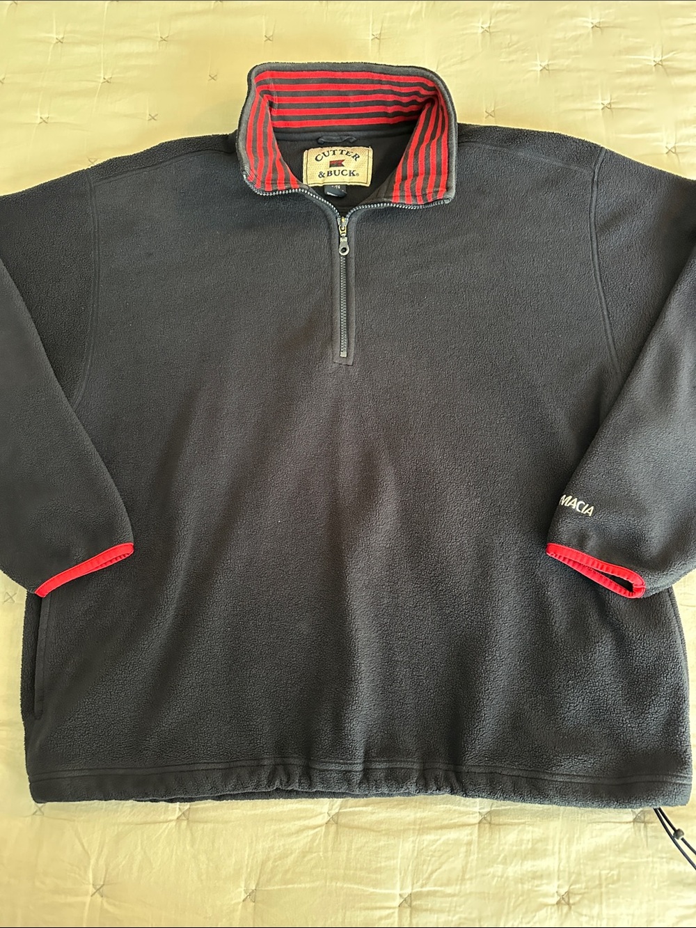Cutter & Buck Navy Quarter-Zip Fleece with Red Trim